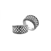 Sterling Silver woven wide band ring with Balinese rope edge design, handcrafted in Bali